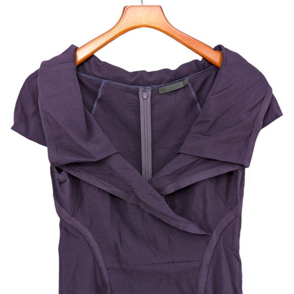 Donna Karan Sheath Dress Purple Short Sleeve Wool Blend Knee Length Size 6 - Picture 3 of 13